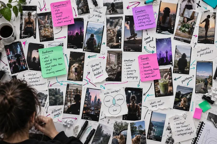 Unstructured TikTok research notes before an Exolyt workflow