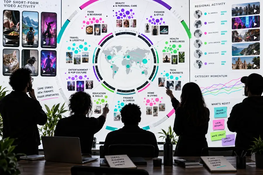 Markenteam bei der Analyse von Aktivitäten in der TikTok-Kategorie